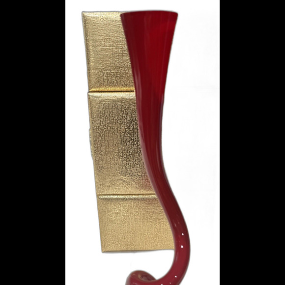 Vintage Makora Krosno Polish Mid-Century Cased Ruby   8" Glass Vase – Spiral - Picture 3 of 7